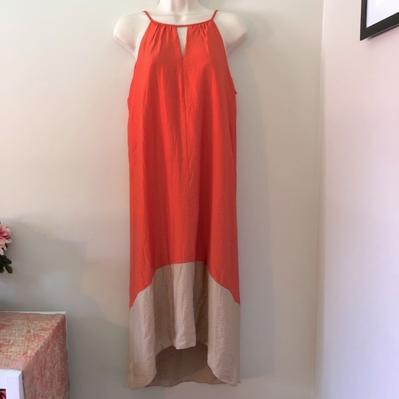 The Limited High Low Colorblock Orange and Tan Dress Size XS - Picture 2 of 12
